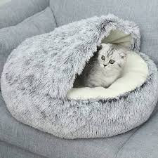 Plush Pet Cat Bed Round Cushion House