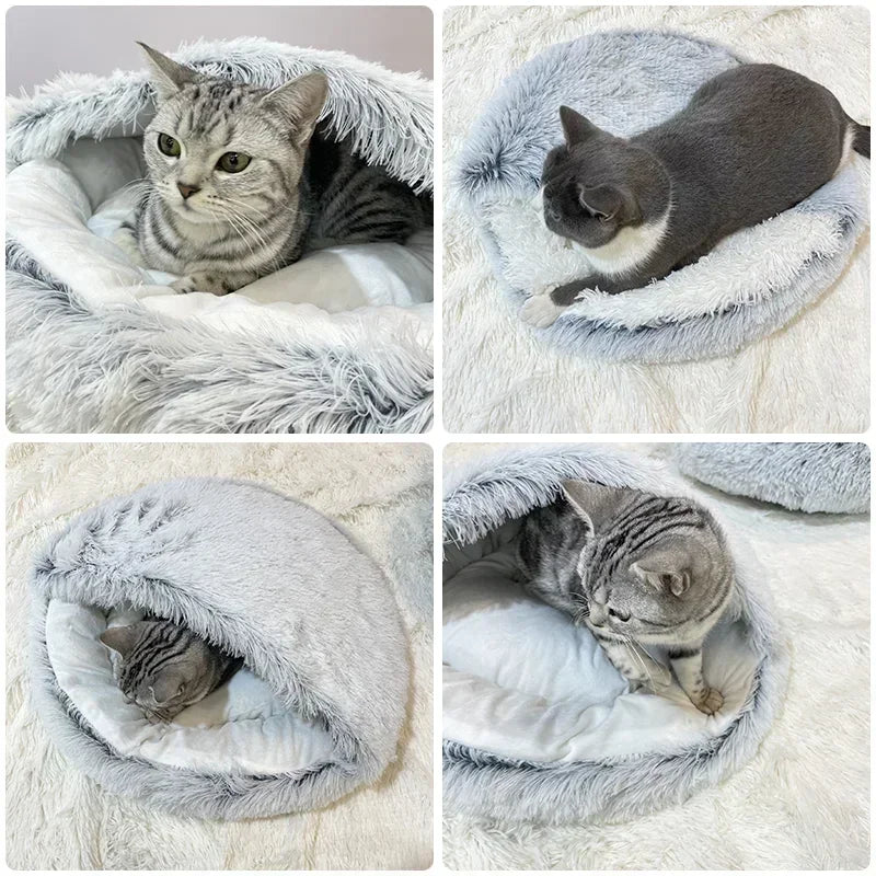 Plush Pet Cat Bed Round Cushion House