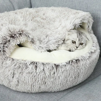 Plush Pet Cat Bed Round Cushion House