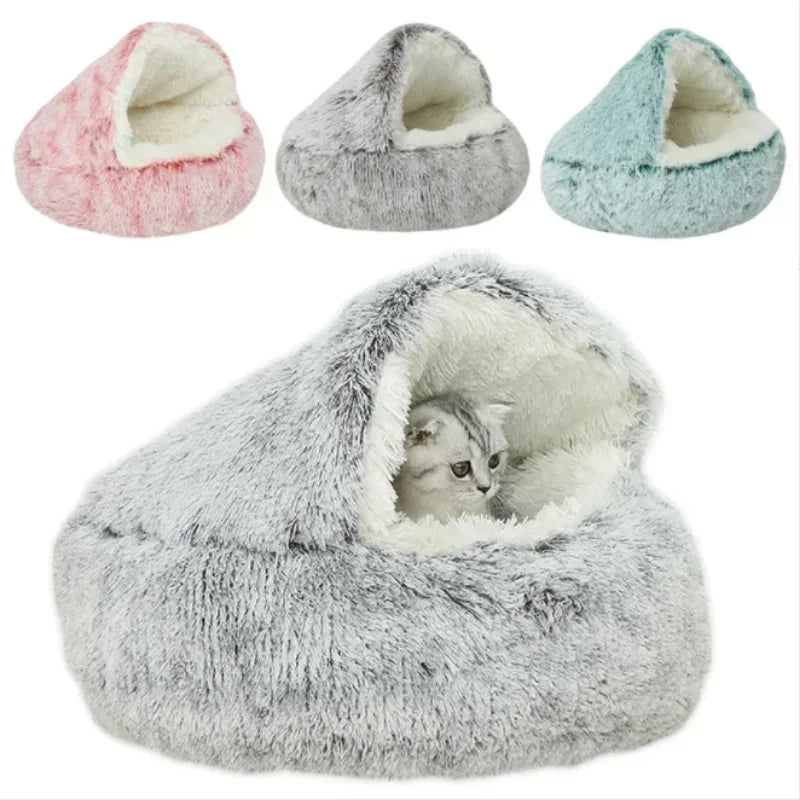 Plush Pet Cat Bed Round Cushion House