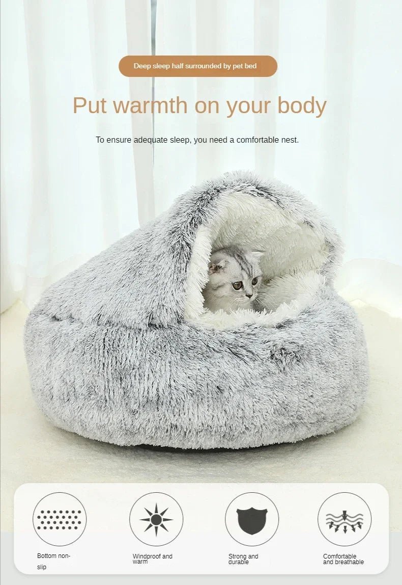 Plush Pet Cat Bed Round Cushion House