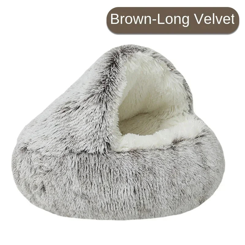 Plush Pet Cat Bed Round Cushion House