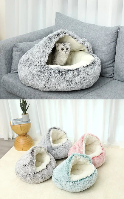 Plush Pet Cat Bed Round Cushion House